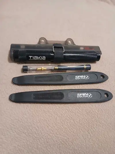 Tiakia metal bicycle frame pump plus two tire levers, View more