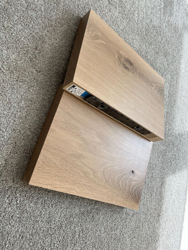 Available White Oak floating shelf kit with mounting brackets