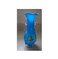 Murano Blue Floral Hand Blown Art Glass Vase