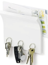 Porte Clés Magnétique Mural + Porte Courrier Blanc