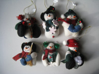 6 Christmas Tree Snowman Ornaments in a Box