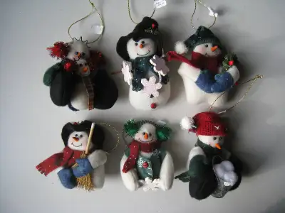 6 Christmas Tree Snowman Ornaments in a Box, View more