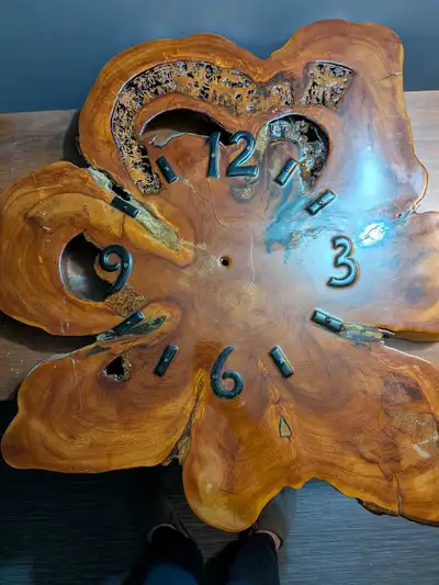 Very large wood slab clock, View more
