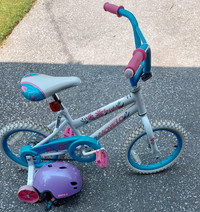 Kids Movelo Razzle bicycle with training wheels and Helmet