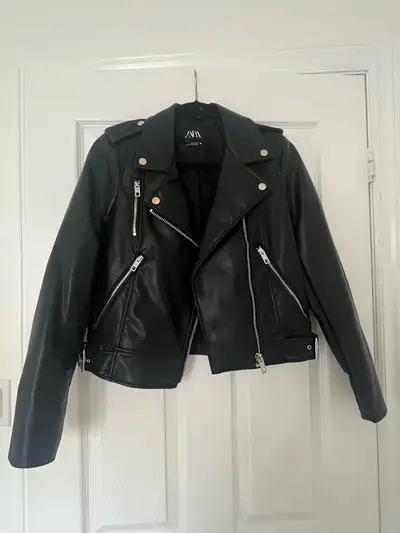 Zara faux leather motorcycle  jacket - small, View more