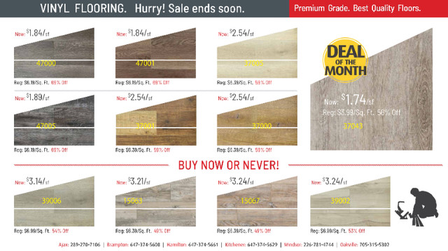 Sale on Flooring !Save up to 53% on Hardwood, Laminate & Vinyl in Floors & Walls in Oshawa / Durham Region - Image 3