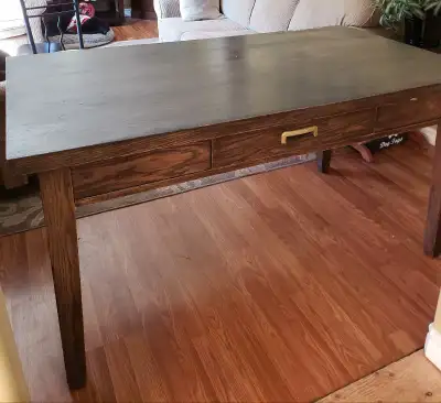 Large and heavy solid Oak mail desk. Built in 1954. Makes a great dining table, or for office, sewin...