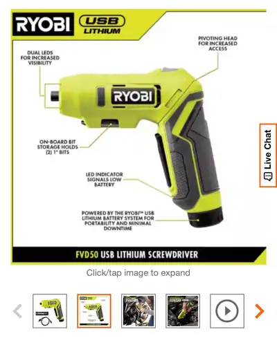brand new Ryobi cordless power screwdriver, View more