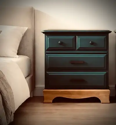 PAIR OF WOOD NIGHT STANDS/END BEDSIDE TABLES-BLACK/WOOD, View more