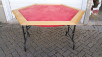 Poker table. 6 sided wooden folding table with felt table top