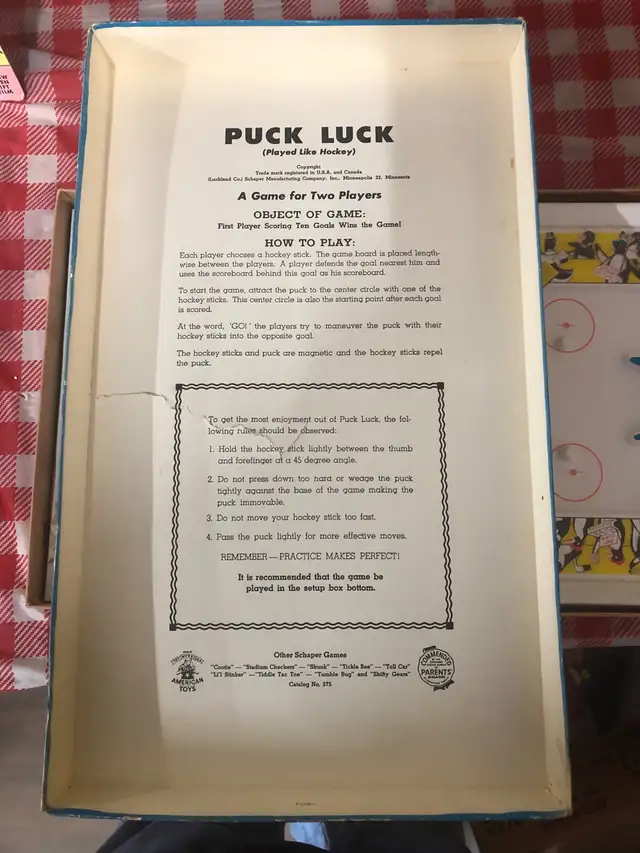 Puck Luck Hockey Gsme 1960’s Schaper Games in Toys & Games in Winnipeg - Image 3
