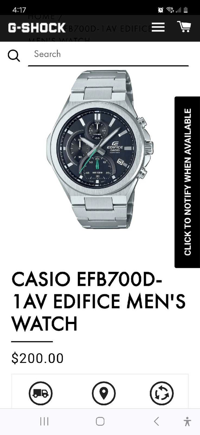 CASIO EFB700D-1AV EDIFICE MEN'S WATCH in Jewellery & Watches in Moncton