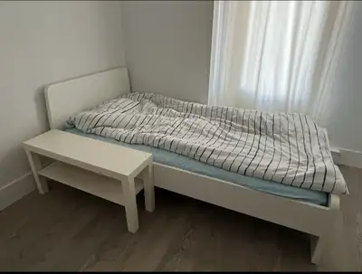 IKEA single bed (bed frame + mattress + mattress base), View more