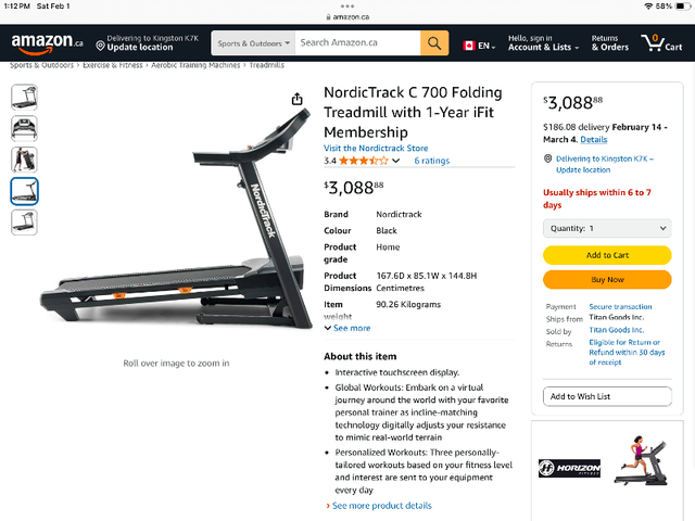 Treadmill Nordic track C 700 in Exercise Equipment in Kingston - Image 5