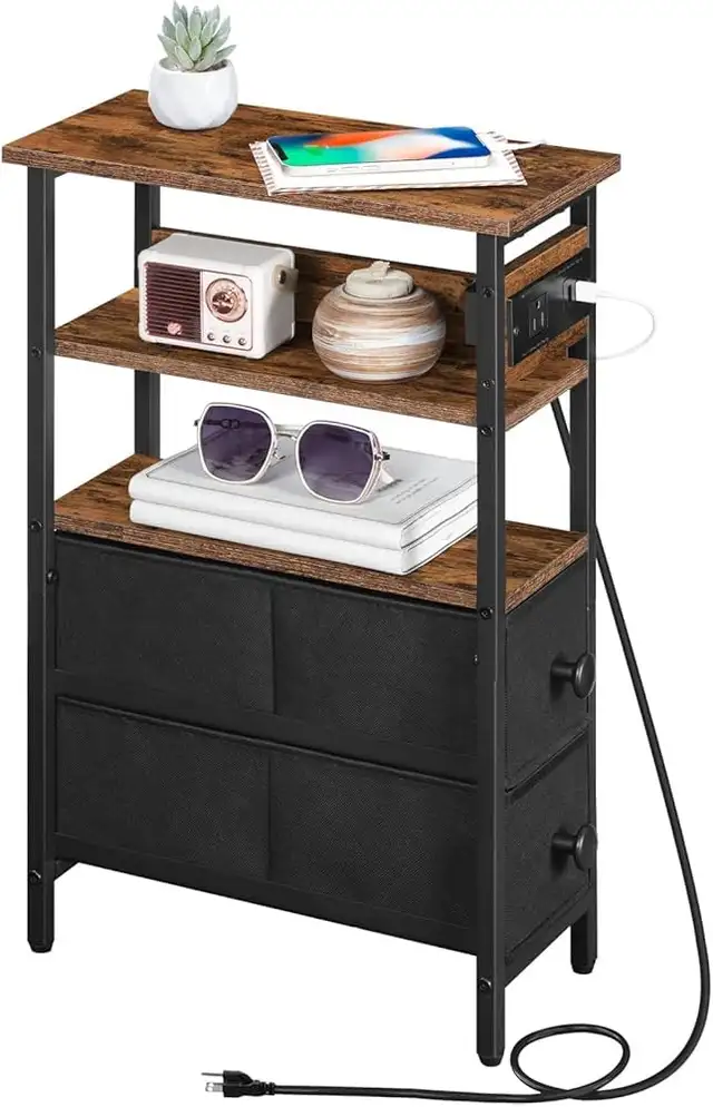 HOOBRO End Table with Charging Station with Fabric Drawers in Dressers & Wardrobes in City of Toronto - Image 2
