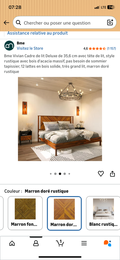 Lit King en bois Vivian Cadre de lit Deluxe de 35,6 cm, View more