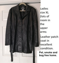 Womens patch leather coat