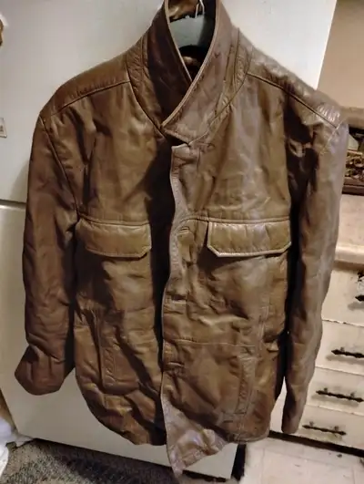 Men's Brown Leather Jacket, View more
