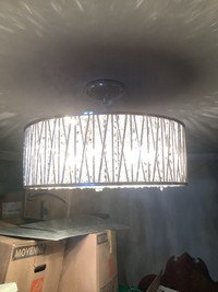 Crystal 6 light drum form chandelier light fixture
