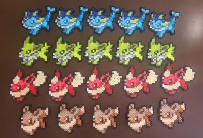 Pokémon Perler Bead – Eevee, Flareon, Jolteon, Vaporeon, View more