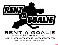 $50/hr Hockey Rent A Goalie - Rental Hockey Goalie - Book now
