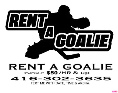 $50/hr Hockey Rent A Goalie - Rental Hockey Goalie - Book now, View more