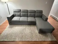New Sleek Grey Sectional Sofa with USB connectivity Port In Sale
