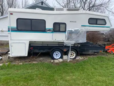 Kodiak k1100 Camper project As is Needs repair Fiberglass shell camper Comes with trailer and traile...