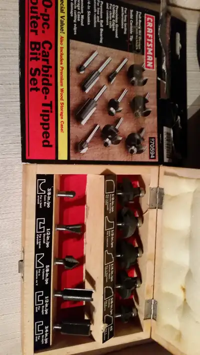 This set of Craftsman carbide tipped router bits has never been used and comes complete in its origi...