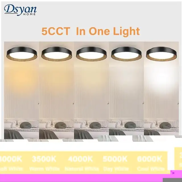 Dsyan HOME Wood style ceiling mount Fixture 13" Round NEW $55 in Indoor Lighting & Fans in Brantford - Image 5