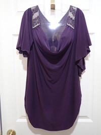 Lady blouse, by Vanilla Sugar, XL ,deep purple,beads
