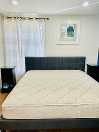 Moving sale king bed frame  mattress is on sale too see descript