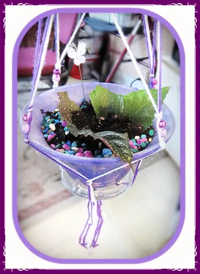 HAND PAINTED MACRAME ANGELWING HANGER PLANTER, View more