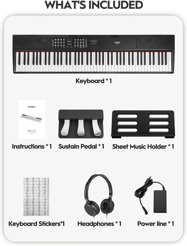STRICH Digital Piano 88 Keys, Hammer-Action Weighted Keyboard, in Pianos & Keyboards in Calgary - Image 2