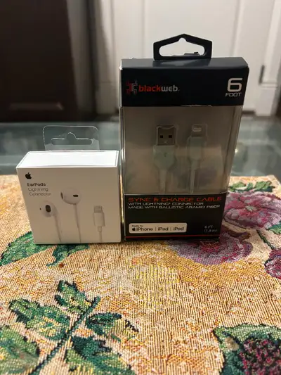 APPLE EARPODS & BLACKWEB IPHONE CHARGER, View more