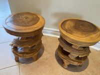 Solid wood hand crafted art stool imported from the Philippines
