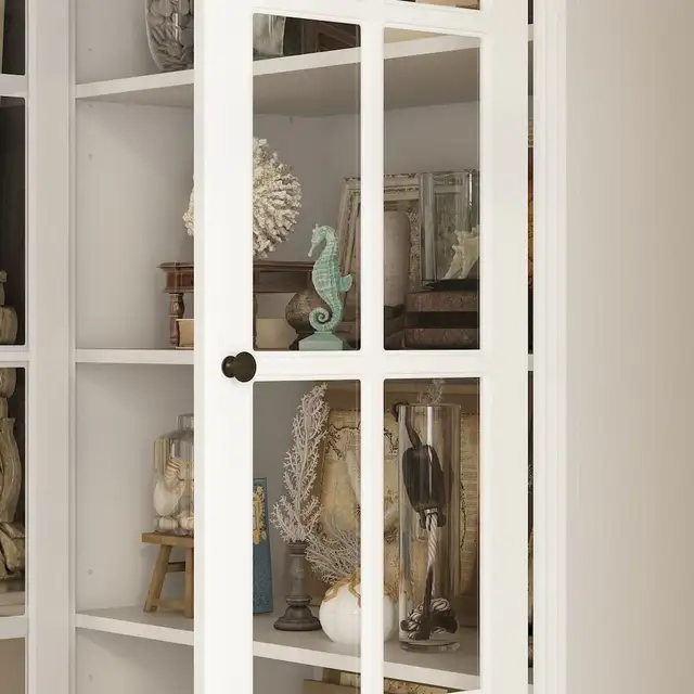 78.7" tall White Wood Pantry Buffet Cabinet with Glass Doors, 2  in Bookcases & Shelving Units in Markham / York Region - Image 6