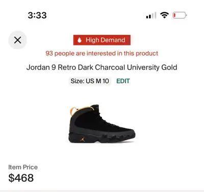 Jordan 9 University Gold DS, View more