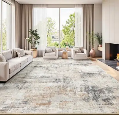 Lofus 9x12 Area Rugs for Living Room -Grey/Gold, View more