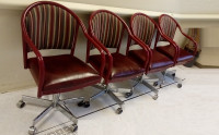 4 LEATHER SEATS CHAIRS ---DARK Red Color