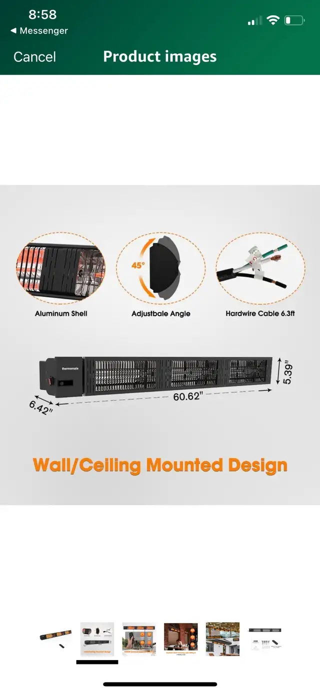 Infrared Outdoor Patio Heater, 4500W in Patio & Garden Furniture in Cambridge - Image 3