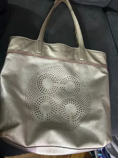 Coach Audrey Gold Perforated Leather Tote Shoulder Bag Hand Purs, View more