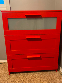 Red Modern Dresser 3 drawers