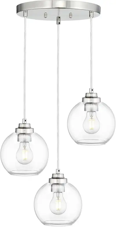 Modern 3-Light Globe Pendant – JAZAVA Cluster Light in Brushed N, View more