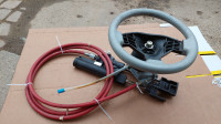 Used boat steering wheel with cable and Power Steering Actuator