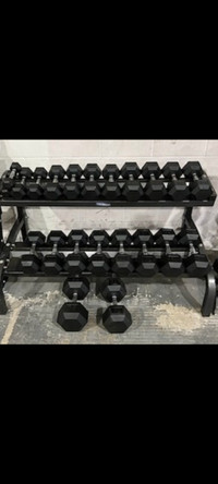 Rubber Hex Dumbbells, 5-50 lbs available, NEW, $1/lb