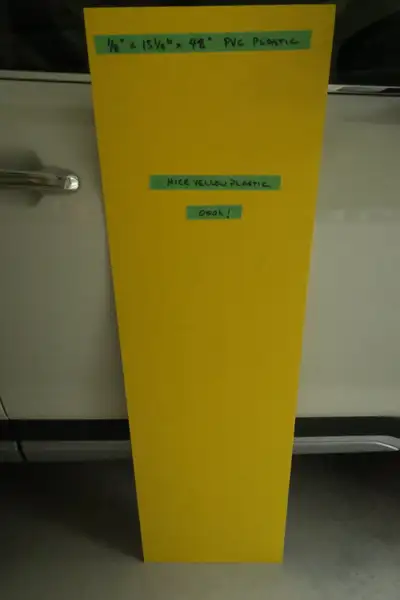 1/8" Solid Yellow PVC sheet 13-1/4" x 48" In like-new condition. Easy to cut. Very touch plastic. An...