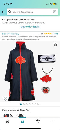 Costume - Akatsuki Cloak Ninja Long Robe Kids Uniform