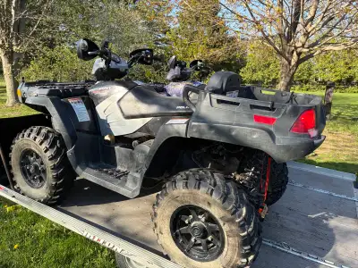 2007 Polaris sportsman 500x2 up with plow, 2006 Polaris sportsman 450 and a Triton all aluminum trai...