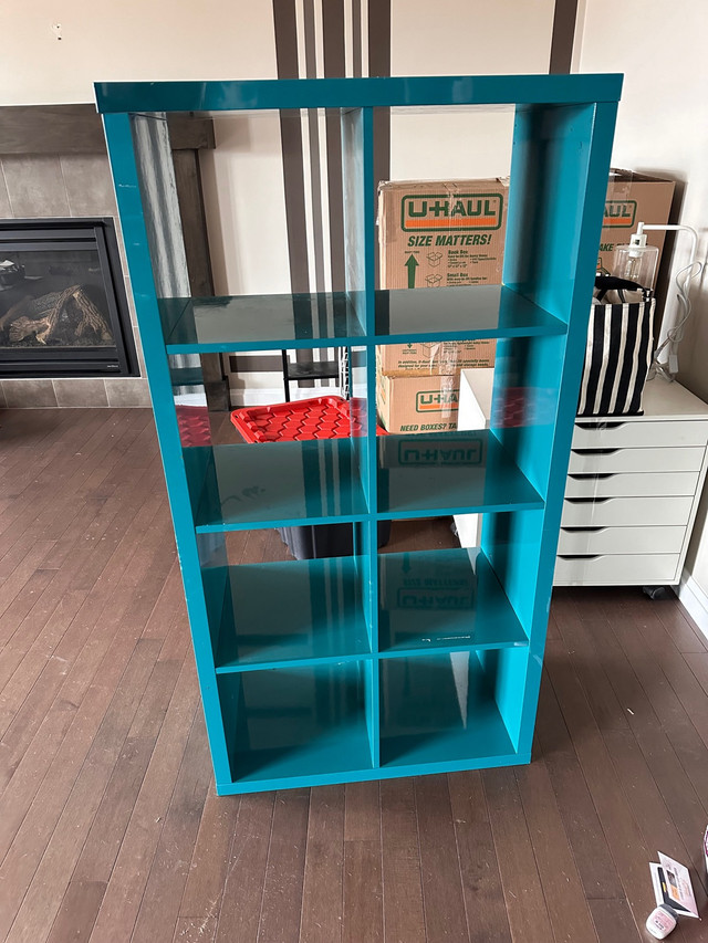 Kallax Glossy teal shelves in Bookcases & Shelving Units in St. Albert